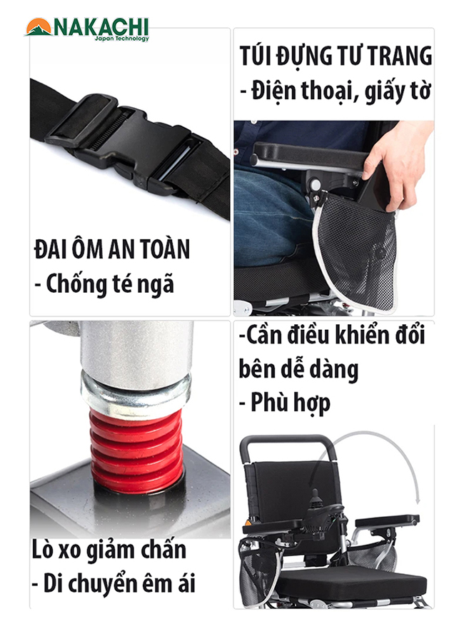 tính năng đi kèm Xe Lăn Điện Nakachi NC-001A